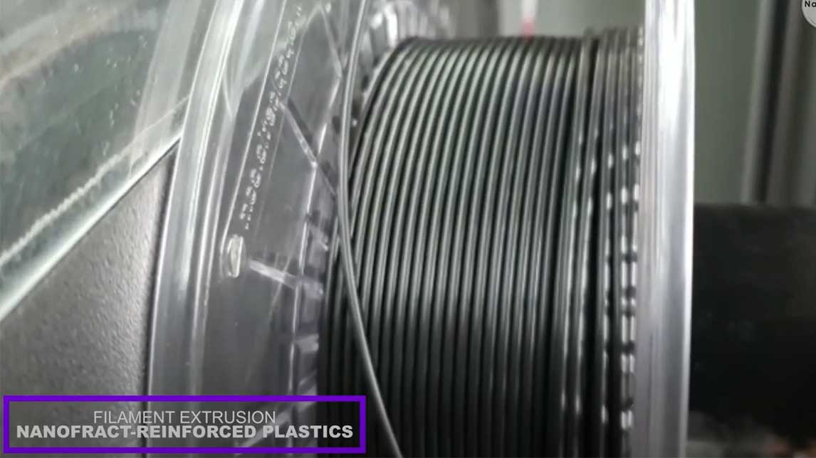 Video NanoFract: Filament and 3-D printing from reinforced plastics
